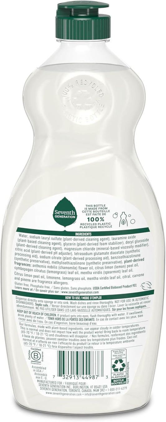 Seventh Generation Dish Soap Liquid Chamomile & Lemon Scent Pack of 6 Dishwashing Soap Dish Detergent Liquid Soap 19 oz