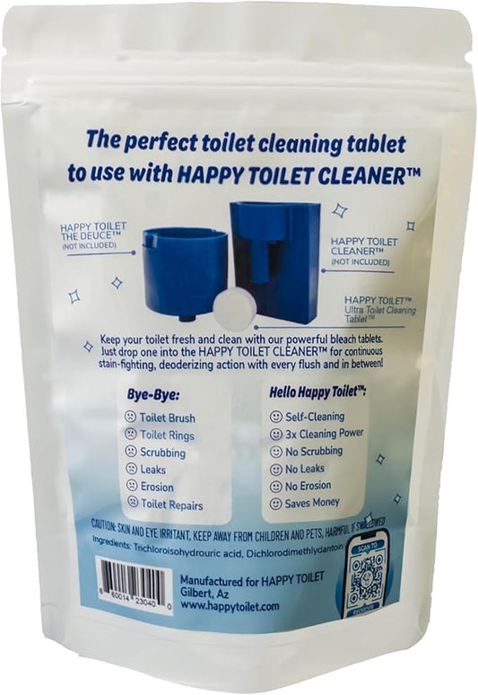 Happy Toilet Cleaner Automatic Toilet Bowl Cleaner Tablets Ultra-Strength Bathroom Toilet Tank Cleaner Tablets for Tank - Toilet Bowl Cleaners Resealable 12-Pack Bag