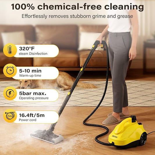 Steam Cleaner, Powerful Multi-Purpose Portable Steam Cleaner, Removes Dirt and Grease, Suitable for Multiple Uses and Various Floor Surfaces, Includes 23-Piece Accessory Kit, 16.4-Foot Power Cord