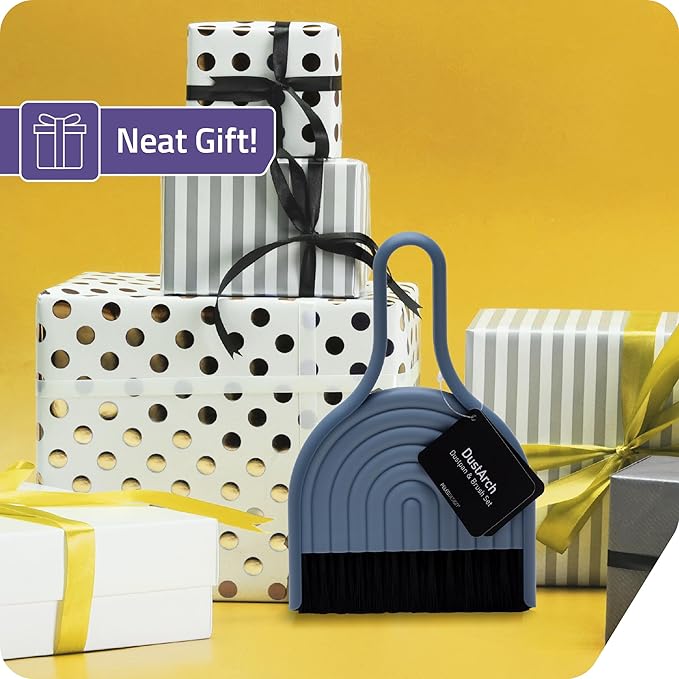 Peleg Design DustArch - Mini Dustpan and Brush Set, Small Dustpan and Broom with Modern Charm, Handheld Broom and Dustpan Set for Home, Office & Travel