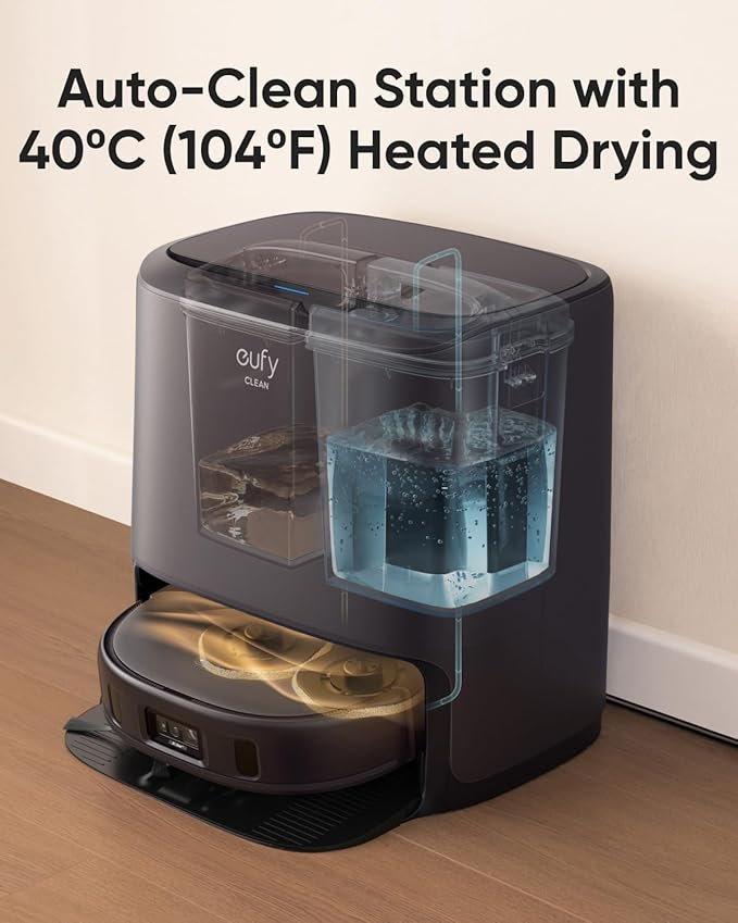 eufy X10 Pro Omni Robot Vacuum and Mop Combo, 8,000 Pa Suction, Dual Mops with 12 mm Auto-Lift and Carpet Detection + Official Floor Cleaning Solutions (2 Bottles)