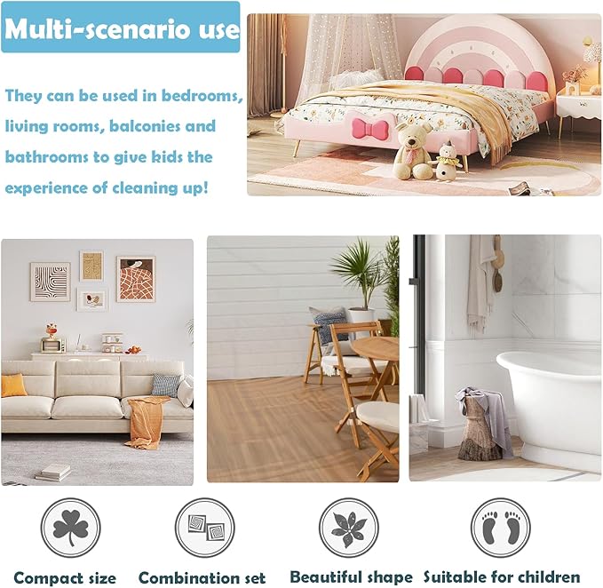 Mini Broom with Dustpan-Small Housekeeping Cleaning Sweep for Kitchen Bathroom Pet Nest Boat(3set,Blue+Orange+Yellow)