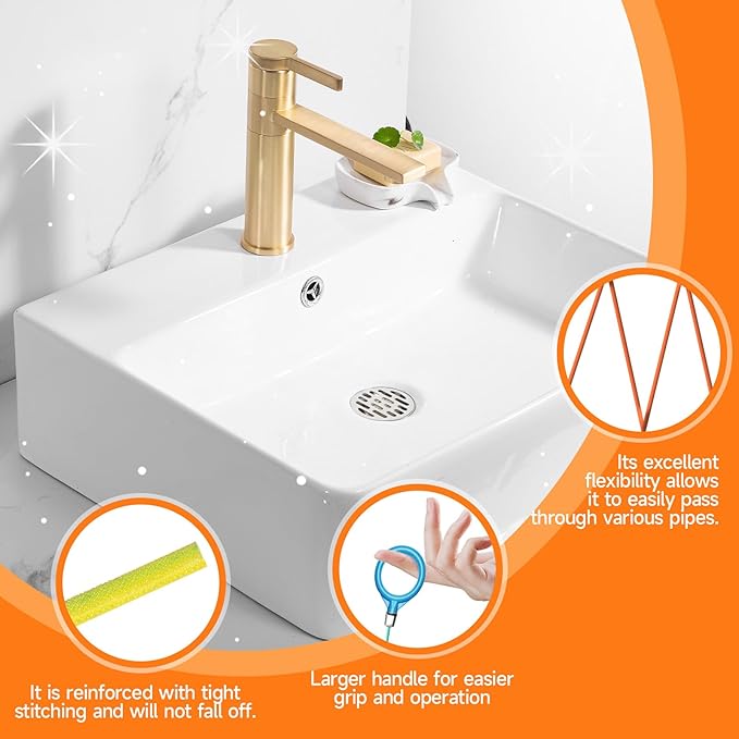 5-Pack 50-Inch Snake Drain Cleaners, Resistant Metal With a Nylon Layer, Long Sink Drain Snake Tool, Suitable For Clogged Bathroom Sinks, Bathtubs, Shower Rooms, And Kitchen Drains.