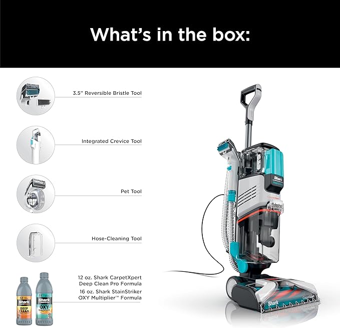 Shark R- EX201 CarpetXpert Upright Carpet, Area Rug & Upholstery Cleaner with StainStriker, Cyan - (Renewed)