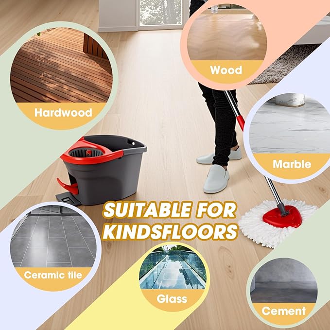20 Pack Mop Replacement Heads, Microfiber Spin Mop Refills for EasyWrin 1-Tank System, 360 Degree Mop Replacement Head, Machine Washable Spin Mop Replace Head for Easy Floor Cleaning