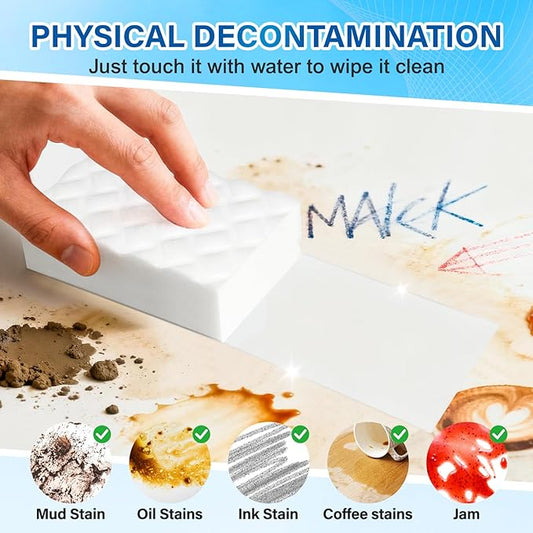 Magic Sponges Cleaning Eraser, 200 Pack 2X Density Stronger Melamine Sponge Foam Pads, Multi-Functional Household Cleaner Dish Sponge, Cleaning Supplies for Kitchen, Bathroom, Floor, Sink,Wall Cleaner