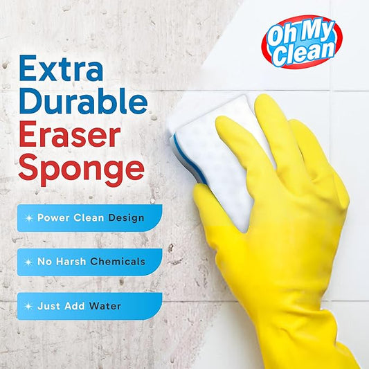 (25 Pack) Extra Durable Eraser Sponge - Extra Thick, Long Lasting, Premium Melamine Sponges in Bulk - Multi-Purpose Power Scrubber - Bathroom, Kitchen, Floor, Bathtub, Toilet, Baseboard, Wall Cleaner