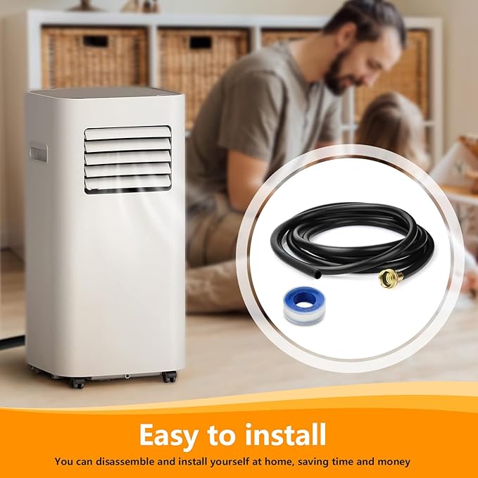 12FT Dehumidifier Drain Hose with 3/4 Inch FHT Connector, 18FFDHMH01 Dehumidifier Hose Compatible with Most Dehumidifier Brands, Corrosion-Resistant Brass Fittings for a Secure, Leak-Proof Connection