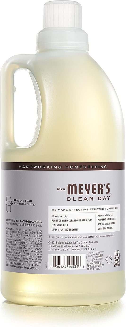 MRS. MEYER'S CLEAN DAY Liquid Laundry Detergent, Cruelty Free, Lavender Scent, 64 oz- Pack of 2