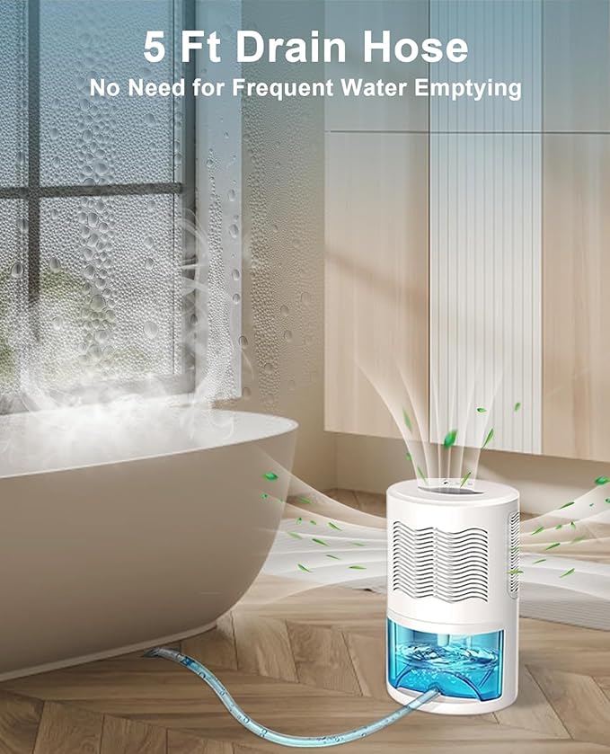 Dehumidifier, Dehumidifier for Home, 68 OZ Water Tank, Small Dehumidifiers for Bedroom (1000sq.ft) with 7 LED Lights, Ultra Quiet & Auto Shut off, Bathroom, Basement, Closet, Garage, RV. (White)