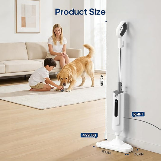 NEWBULIG Steam Mop for Hardwood/Tile/Carpet, Lightweight Steamer Cleaner for Floor Cleaning, 16.4 FT Cord and 2 Washable Pads