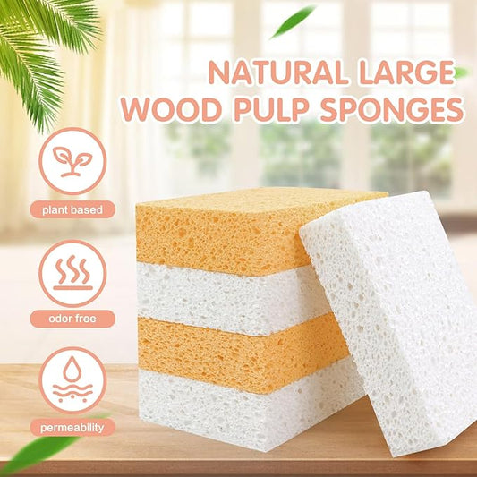 Extra Large Dish Sponges Kitchen for Cleaning, Natural Cellulose Sponges Reusable and Biodegradable, Non Scratch Sponge for Cleaning Household Use (2-Pack)