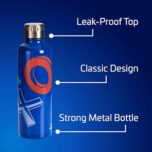 Paladone Playstation Water Bottle, Metal Sports Bottle