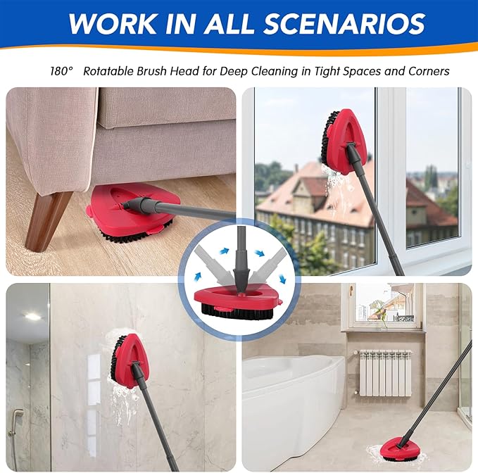 Scrub Brush Head Compatible with O Cedar EasyWring 1-Tank System – Hard Bristle Mop Scrubber Attachment for Tile, Bathroom, Kitchen, Deck & Floor Cleaning, 1 Pack