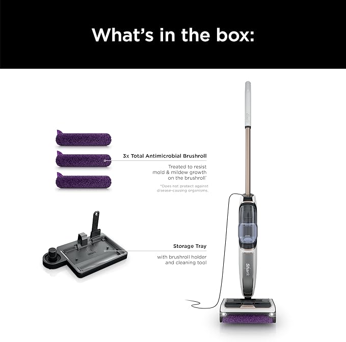 Shark Steam Pickup 3-in-1 Steam Mop Picks Up Debris, Deep Scrubs, & Steam Sanitizes - All At Once, Lightweight Steam Cleaner for Home, Steam Cleaner for Hardwood, Tile & Laminate, White, SD205CCO