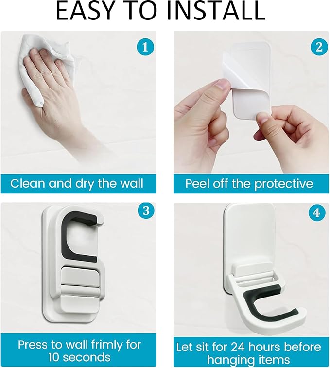 Broom Holder Wall Mount, 6 Pack Broom and Mop Organizer Wall Hanging Self Adhesive, No Drilling, Anti-Slip Broom and Mop Hanger Wall Mount Cleaning Ideal for Bathroom, Kitchen, Garden, Garage