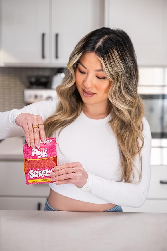Stardrops – The Pink Stuff – SQeeZY Miracle Scrubber Sponge, Scratch Free Solution for Ultimate Home Cleaning - Perfect for Kitchens, Bathrooms, and Outdoor Use, 3-Pack