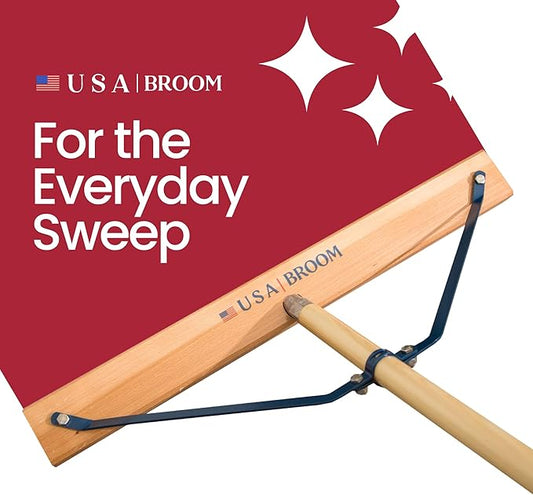 2 Pack Bundle - 24" Everyday Sweep Indoor/Outdoor Push Broom with 60" Handle. Ideal for Garages & Shops. Durable American Made Steel Brackets-All Stainless Steel Hardware. No Plastic. 100% USA Made.