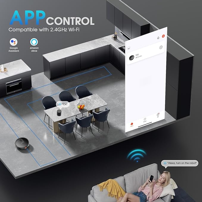 Robot Vacuum and Mop, 3-in-1 Robotic Vacuums Cleaner with Max Strong 3300Pa Suction,WiFi/App/Alexa Voice Control, Obstacle Avoidance