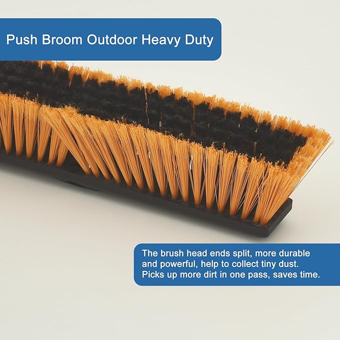 PBHEPJ 24 Inchs Push Broom Outdoor Heavy Duty, Shop Broom with 60" Long Bandle for Cleaning Outdoor or Indoor Tile, Garage, Shop, Deck, Concrete, Wood, Stone, Patio Floor