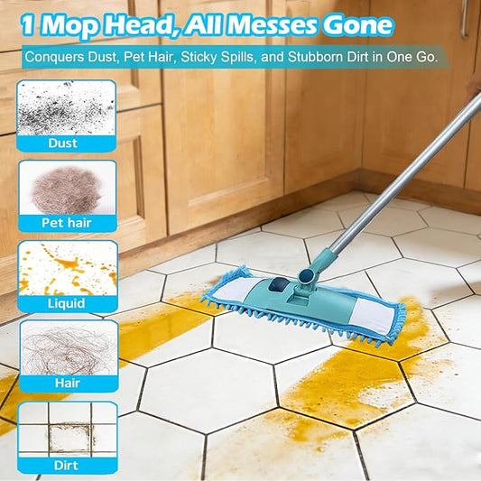 4PCS 16'' Microfiber Dust Mop Pads Compatible with Leifheit 55210,Reusable Mop Refills,Replacent Wet Mopping Pad & Washable Dry Sweeping Cloths for Hardwood Floor/Tile/Marble Cleaning