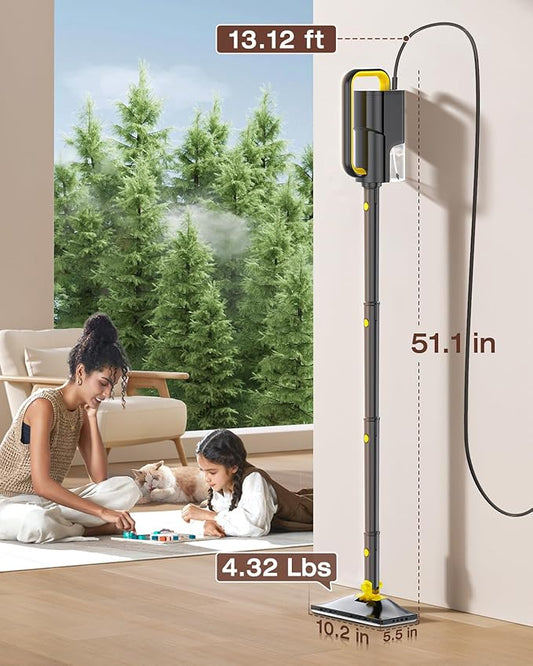 LABIGO 10-in-1 Steam Mop with Detachable Handheld Steamer, 350ml Tank, 10s Heat-Up, 248°F Steam Cleaner, 2-Level Control and Swivel Head for Floors, Carpets, Tiles, BBQ grill and Multi-Surface