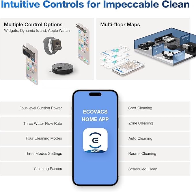 ECOVACS DEEBOT N30 PRO OMNI Robot Vacuum and Mop, 10000Pa Suction, TruEdge Adaptive Edge Mopping, ZeroTangle 2.0 Technology,140℉ Hot Water Mop Washing, Hot Air-Drying, Self-Emptying, Auto-lift Mopping