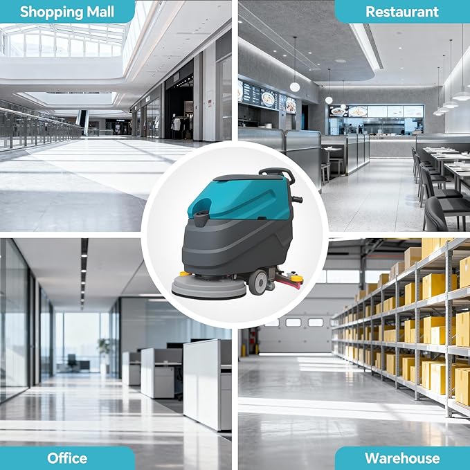 C7 Walk Behind Commercial Floor Scrubber Machine, 22" Cleaning Width, 31.5" Suction Width, 18.5 Gallon Solution Tank, 15.9 Gallon Recovery Tank, 32000 Sqft/h, Complete Set of Parts