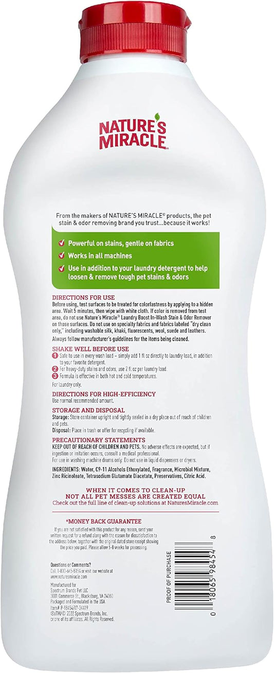Nature’s Miracle Laundry Boost In-Wash Stain and Odor Remover, 32 Ounces, Laundry Stain and Odor Removing Additive For All Machines