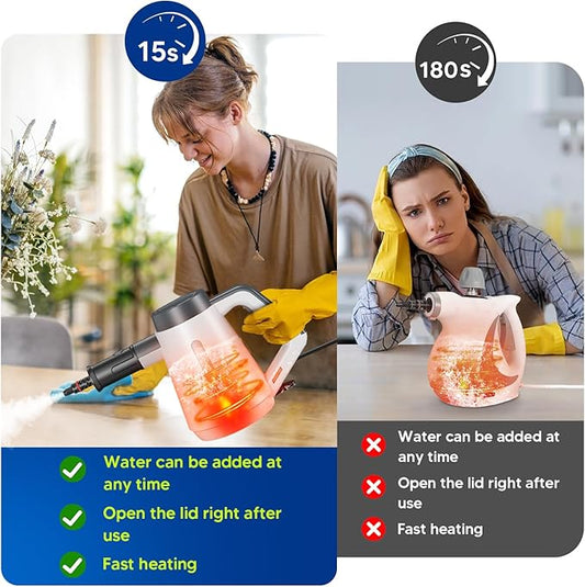 Handheld Steam Cleaner, 15s Fast Heating Pressurized Steam Cleaner for Home with 10 psc Accessories, Portable Steamer for Cleaning with Safety Lock for Home Kitchen Cleaning, Appliance Surfaces