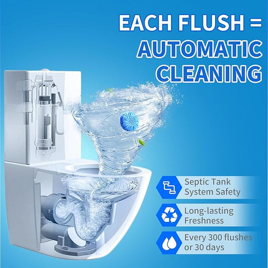 Automatic Toilet Cleaner Tablets, Septic Tank Safe, Removes Hard Water Rings and Stains, Deodorizes, Fresh Scent Toilet Tank Cleaner for Bathroom-(30 PACK)