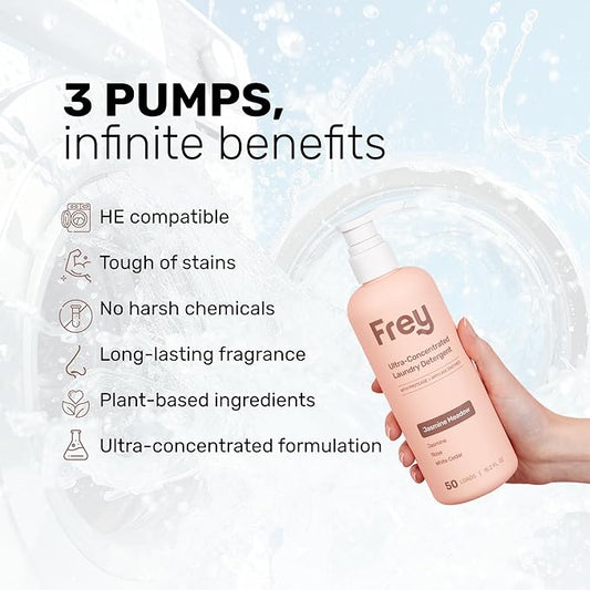 FREY Full Wash Laundry Care Bundle - Concentrated Liquid Laundry Detergent & Fabric Softener (Jasmine Meadow)