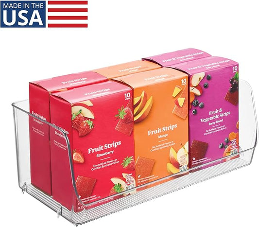 iDesign Wide Stackable Open-Front Storage Bin for Kitchen and Pantry, Clear, Made in USA