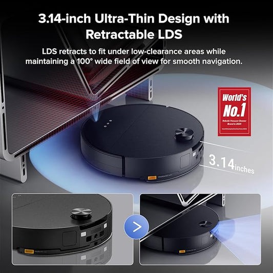 roborock Saros 10 Robot Vacuum and Mop, 22,000Pa Suction, AI Obstacle Avoidance, 3.14-inch Ultra Thin, Intelligent Dirt Detection, Zero Tangling Main Brush, Hot Water Mop & Dock Self Cleaning