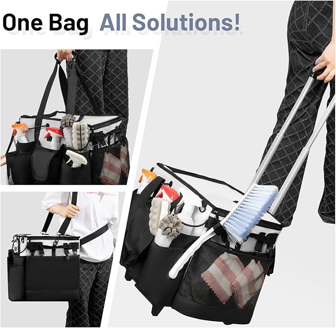 Large Cleaning Caddy for Cleaning Supplies Organizer, Rolling Cleaning Caddy Bags with Wheels for Housekeepers, Cleaning Carts on Wheels for Home Car Office Picnic