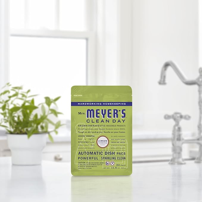 MRS. MEYER'S CLEAN DAY Automatic Dishwasher Pods, Lemon Verbena (Pack of 2)