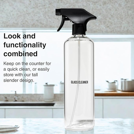 Public Goods Empty Glass Spray Bottle for Glass Cleaner | Refillable Spray Bottle for Cleaning | Made with Clear Borosilicate Glass for Windows, Mirrors | BPA Free | 24 Oz