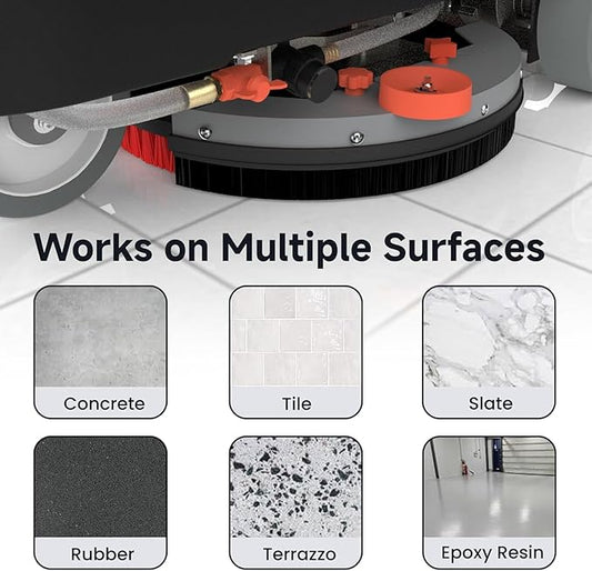 Micro Ride-On Floor Scrubber Dryer Kit, 22" Clean, 25 Gal, up to 55,000 ft²/h, Lithium Battery, Fast Charge, All Parts, Commercial Floor Cleaning for Daily Maintenance in Airport, Mall, School