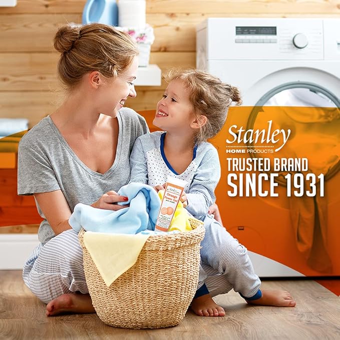 Stanley Home Products Orange Power Gel Pre Wash - Laundry Stain Remover - Spot Treat Tough Stains Works Immediately Cleans and Deodorizes Fabrics Ideal for Blood Oil Grease and More