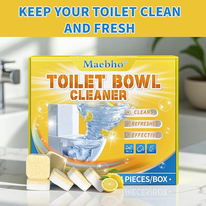 Toilet Bowl Cleaner Tablets (24 Count) | Septic Safe, Eco-Friendly Drop-in Tablets for Continuous Cleaning | Powerful Stain & Limescale Remover with Long-Lasting Fresh Scent
