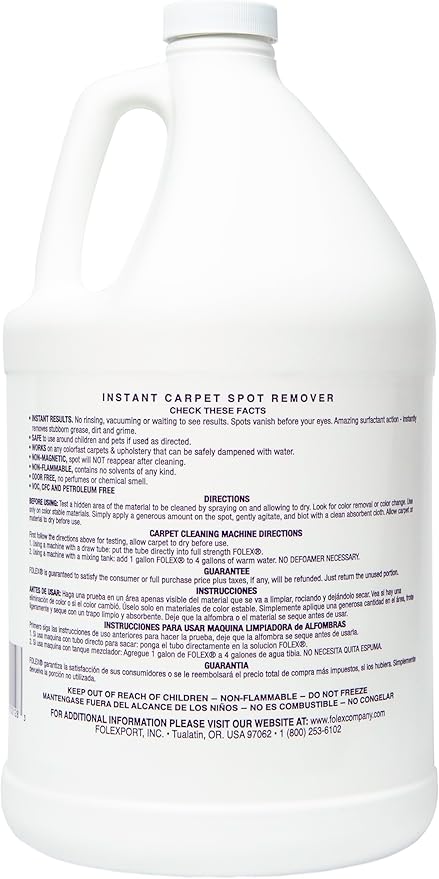 FOLEX Instant Carpet Spot Remover Carpet Cleaner - 128 oz - Removes Pet Accidents, Grease, Red Wine and More