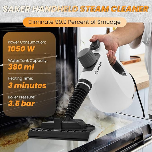 Saker Handheld Steam Cleaner New,Portable Steam Cleaner for Home,1050W Steam Cleaner,8 Fiber Cloths for Quick Heating & Deep Cleaning of Floors, Cars, and Kitchen