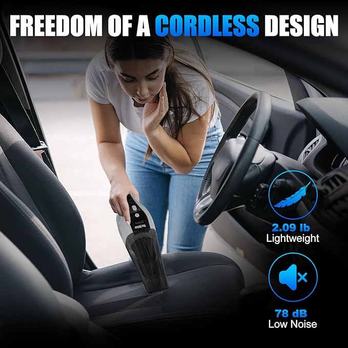 Car Handheld Vacuum Cordless Car Vacuum Cleaner for Drivers, Office, Home & Pet Hair, with True Brushless Motor, Ultra-Strong Suction, Large Battery & Big Dust Cup, Type-C Fast Charging
