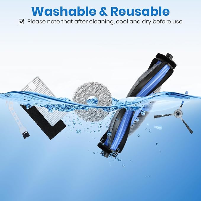 M3 Replacement Parts for Lefant M3 Accessories Robotic Vacuum Cleaner Parts 2 Roller Brush,4 HEAP, 6 Mops, 6 Dust Bags, 6 Side Brushes, 1 Clean Brush