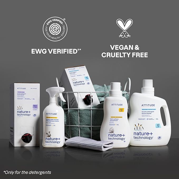 ATTITUDE Liquid Laundry Detergent, EWG Verified, HE Compatible, Plant-Based & Vegan, Natural Laundry Soap, Citrus Zest, 80 Loads, 67.6 Fl Oz