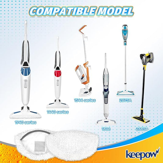 KEEPOW 1940 Steam Mop Pads 2 Pack for Powerfresh 1940 1544 1440 Series Floor Steamer Hard Floor Cleaner Microfiber Rags Replacement Parts
