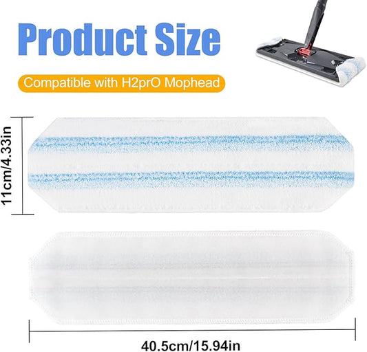 Mop Replacement Pads Compatible with OCedar H2prO Flat Mop System,2 Pack Microfiber Mop Pads for OCedar H2prO Flat Mop,Washable and Reusable H2prO Refills for Hard Floor Deep Cleaning