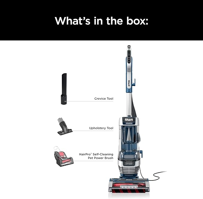 Shark Upright Vacuum, Stratos with DuoClean PowerFins, HairPro, Powered Lift-Away, Self-Cleaning Brushroll, & Odor Neutralizer Technology, Navy, AZ3002