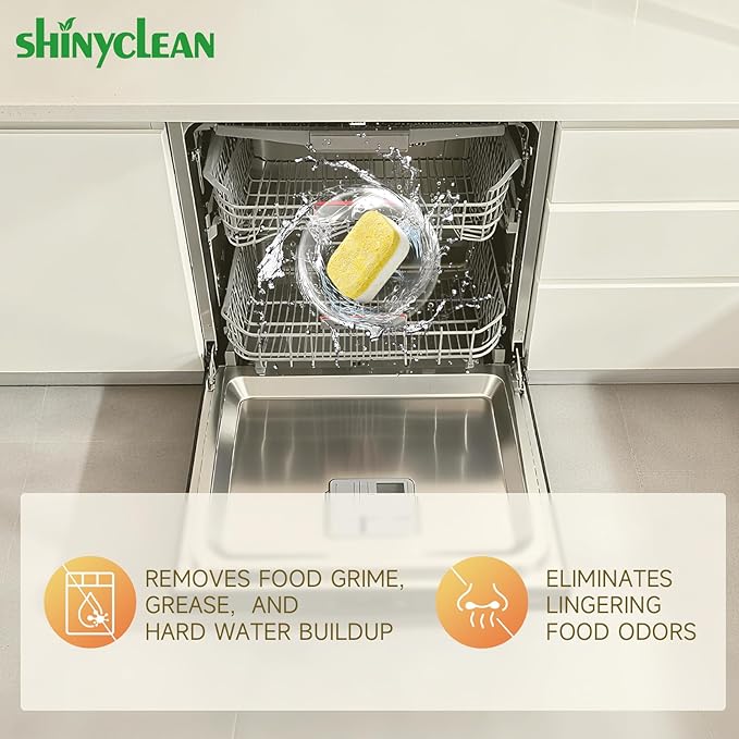 Dishwasher Detergent Pods And Cleaning Tablets Bundle - Includes Heavy Duty Dishwasher Cleaning Tablets 12 Pack 1 Year Supply & All-in-1 Plant-Based Dishwasher Detergent Pods 62 Count