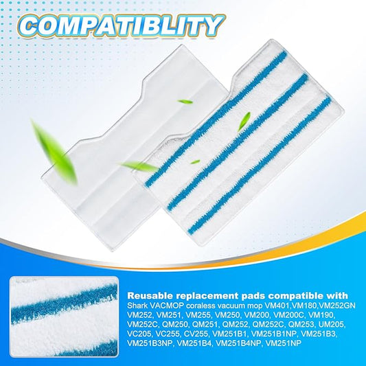 KEEPOW Reusable Replacement Pads Compatible with Shark VACMOP VM252 VM200 VM401 VM180 VM252GN VC205 VM250 VM200P12, Compatible with VACMOP Pads Refills for Hard Floor Cleaning, Blue&White, 4+2+1 Pack